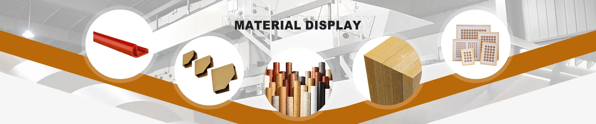 High-quality raw materials for photo frame manufacturing, including MDF boards, wood moldings, and veneer rolls at Wamshin factory.